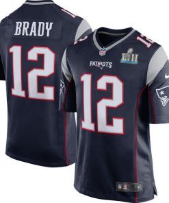 Men's New England Patriots Tom Brady Navy Super Bowl LII Bound Game Jersey