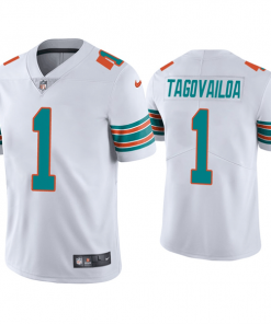 Men's Miami Dolphins #1 Tua Tagovailoa 2020 White Vapor Limited Stitched NFL Jersey