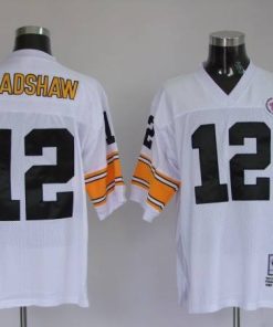 Mitchell & Ness Steelers #12 Terry Bradshaw White Stitched Throwback NFL Jersey