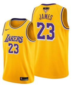 Men's Los Angeles Lakers #23 LeBron James Yellow 2020 Finals Stitched NBA Jersey