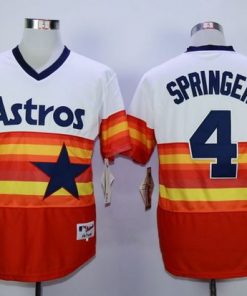 Astros #4 George Springer White/Orange 1980 Turn Back The Clock Stitched MLB Jersey