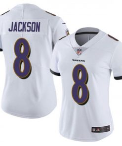 Women's Baltimore Ravens #8 Lamar Jackson White Vapor Untouchable Limited NFL Jersey