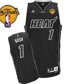 Heat Finals Patch #1 Chris Bosh Black Shadow Stitched NBA Jersey