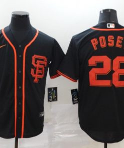 Men's San Francisco Giants #28 Buster Posey Black Cool Base Stitched MLB Jersey