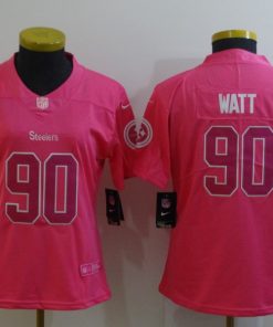 Women's Pittsburgh Steelers #90 T. J. Watt Pink Vapor Untouchable Limited Stitched NFL Jersey(Run Small)