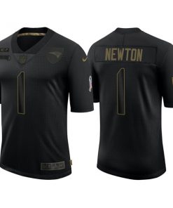 Men's New England Patriots #1 Cam Newton 2020 Black Salute To Service Limited Stitched NFL Jersey