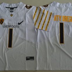 Ducks #1 Mighty Oregon White Webfoots 100th Rose Bowl Game Elite Stitched NCAA Jersey