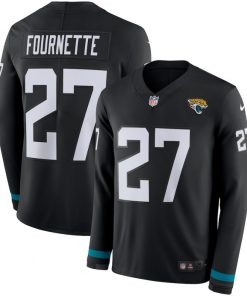 Men's Jacksonville Jaguars #27 Leonard Fournette Black Therma Long Sleeve Stitched NFL Jersey
