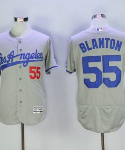 Dodgers #55 Joe Blanton Grey Flexbase Authentic Collection Road Stitched MLB Jersey