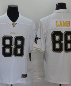 Men's Dallas Cowboys White Golden #88 CeeDee Lamb 100th Season Stitched NFL Jersey