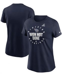 Women's Tennessee Titans 2020 Navy AFC South Division Champions NFL T-Shirt(Run Small)