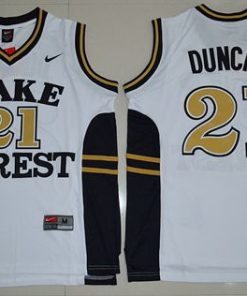 Demon Deacons #21 Tim Duncan White Basketball Stitched NCAA Jersey
