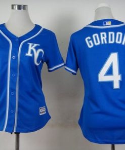 Royals #4 Alex Gordon Blue Alternate 2 Women's Stitched MLB Jersey