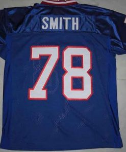 Mitchell & Ness Bills #78 Bruce Smith Blue 35th Anniversary Patch Stitched Throwback NFL Jersey