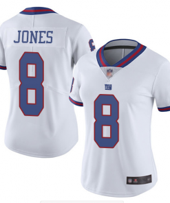 Women's New York Giants #8 Daniel Jones White Color Rush Limited Stitched NFL Jersey(Run Small)