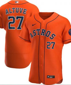 Men's Houston Astros Orange #27 Jose Altuve Flex Base Stitched MLB Jersey