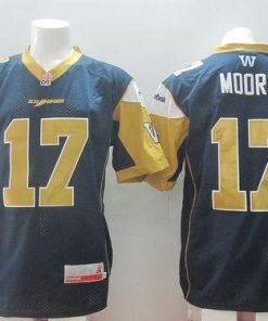 Blue Bombers #17 Nick Moore Navy Blue Stitched CFL Jersey
