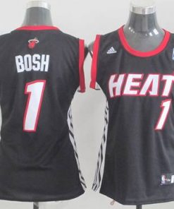 Heat #1 Chris Bosh Black Women's Road Stitched NBA Jersey