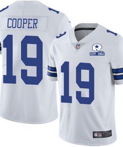 Men's Dallas Cowboys #19 Amari Cooper White With Est 1960 Patch Limited Stitched NFL Jersey