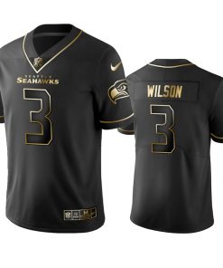 Men's Seattle Seahawks #3 Russell Wilson Black 2019 Golden Edition Limited Stitched NFL Jersey