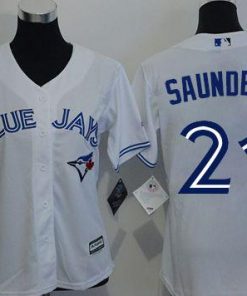 Blue Jays #21 Michael Saunders White Home Women's Stitched MLB Jersey