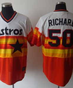 Mitchell and Ness Astros #50 J.R. Richard White/Orange Stitched Throwback MLB Jersey