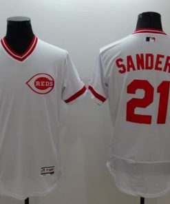 Reds #21 Reggie Sanders White Flexbase Authentic Collection Cooperstown Stitched MLB Jersey