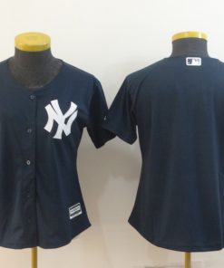Women's New York Yankees Navy Blank Cool Base Stitched MLB Jersey(Run Small)