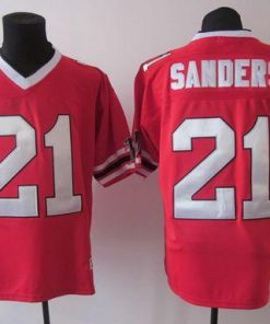 1992 Mitchell And Ness Falcons #21 Deion Sanders Red Throwback Stitched NFL Jersey