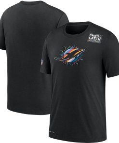 Men's Miami Dolphins 2020 Black Sideline Crucial Catch Performance NFL T-Shirt
