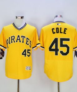 Pirates #45 Gerrit Cole Gold Flexbase Authentic Collection Stitched MLB Jersey