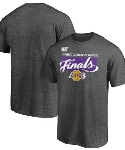 Men's Los Angeles Lakers Fanatics Branded Heather Charcoal 2020 Western Conference Champions Locker Room NBA T-Shirt