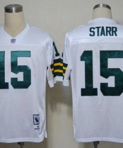 Mitchell & Ness Packers #15 Bart Starr White Stitched Throwback NFL Jersey