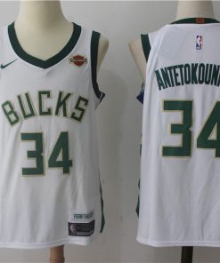 Men's Nike Milwaukee Bucks #34 Giannis Antetokounmpo White Stitched NBA Jersey