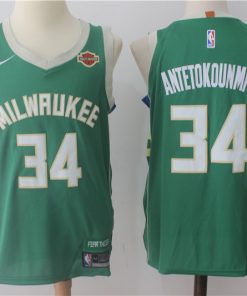 Men's Nike Milwaukee Bucks #34 Giannis Antetokounmpo Green Stitched NBA Jersey