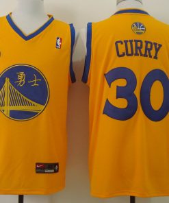 Men's Nike Golden State Warriors #30 Stephen Curry Chinese Yellow Authentic Stitched NBA Jersey