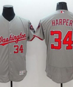 Nationals #34 Bryce Harper Grey Flexbase Authentic Collection Stitched MLB Jersey