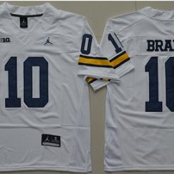 Wolverines #10 Tom Brady White Jordan Brand Stitched NCAA Jersey