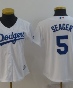 Women's Los Angeles Dodgers #5 Corey Seager White Cool Base Stitched MLB Jersey(Run Small)