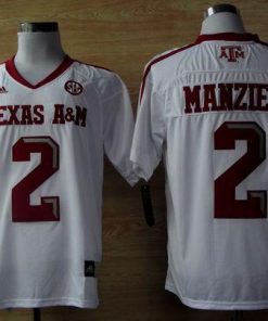 Aggies #2 Johnny Manziel White Techfit SEC Patch Stitched NCAA Jersey