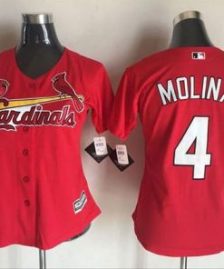 Cardinals #4 Yadier Molina Red Women's Alternate Stitched MLB Jersey
