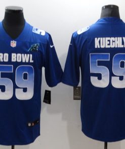 Men's NFC Carolina Panthers #59 Luke Kuechly Royal 2019 Pro Bowl NFL Game Jersey