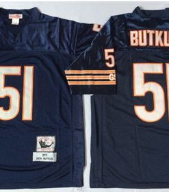 Mitchell&Ness Bears #51 Dick Butkus Blue Small No. Throwback Stitched NFL Jersey