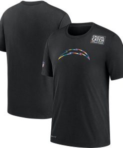 Men's Los Angeles Chargers 2020 Black Sideline Crucial Catch Performance NFL T-Shirt