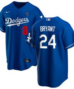 Men's Los Angeles Dodgers Front #8 Back #24 Kobe Bryant Blue 2020 KB Patch Cool Base Stitched Jersey