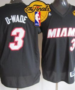 Heat #3 Dwyane Wade Black D-WADE Fashion Finals Patch Stitched NBA Jersey