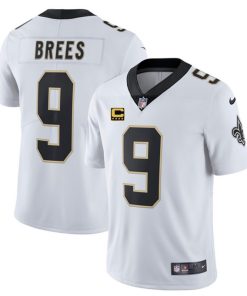 Men¡¯s New Orleans Saints #9 Drew Brees white With C Patch Stitched NFL Limited Jersey