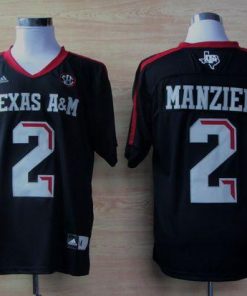 Aggies #2 Johnny Manziel Black Techfit SEC Patch Stitched NCAA Jersey