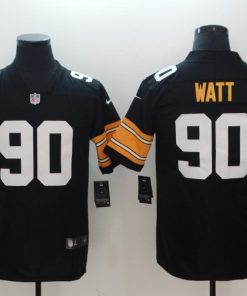 Men's Nike Pittsburgh Steelers #90 T. J. Watt Black Team Color Stitched NFL Vapor Untouchable Limited Jersey
