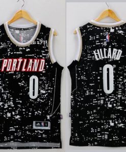 Blazers #0 Damian Lillard Black City Light Stitched NBA Jersey